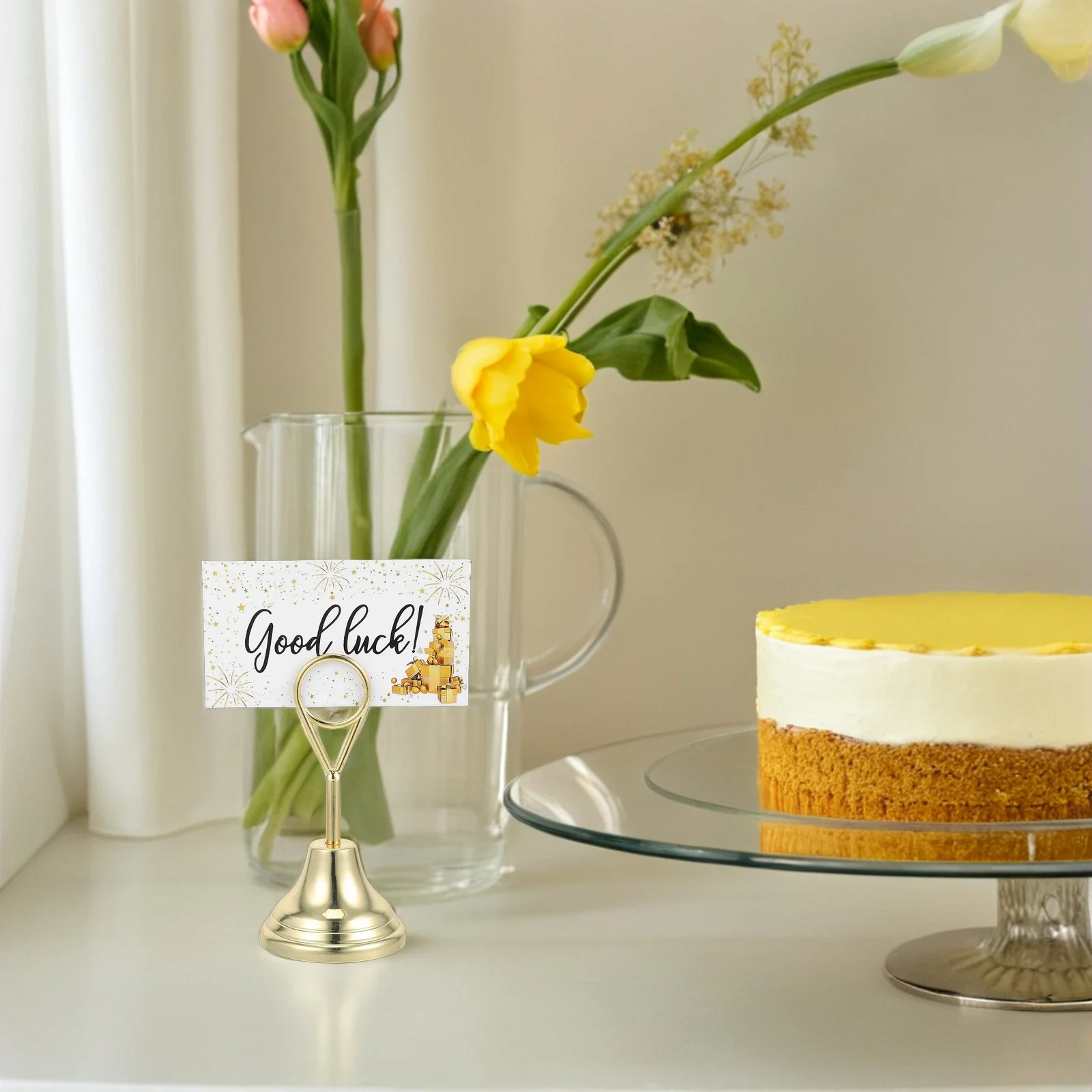 

2Pcs Business Card Holder Water Drop Design Multifunctional Desktop Organizer Memo Photo Clip Strong Grip Office Clip Stand