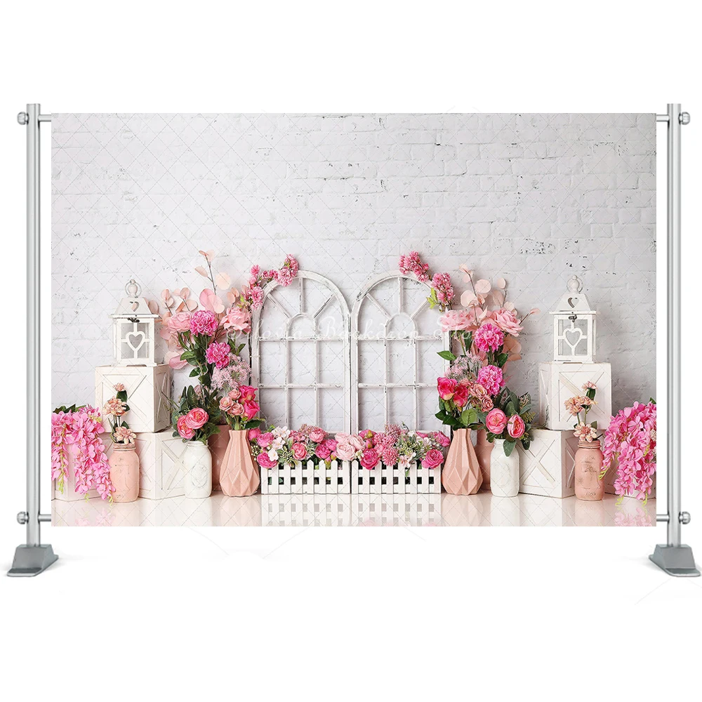 Hannahs Floral Delight Photo Background Spring Pink Flowers Photography Backdrop Girl Birthday Cake Smash Photo Studio Props