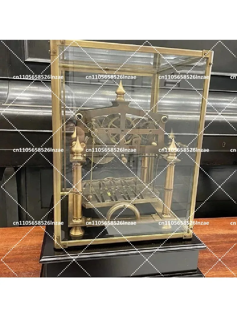 Antique Mechanical Metal Table Clock Vintage Living Room Decor Desk Accessory