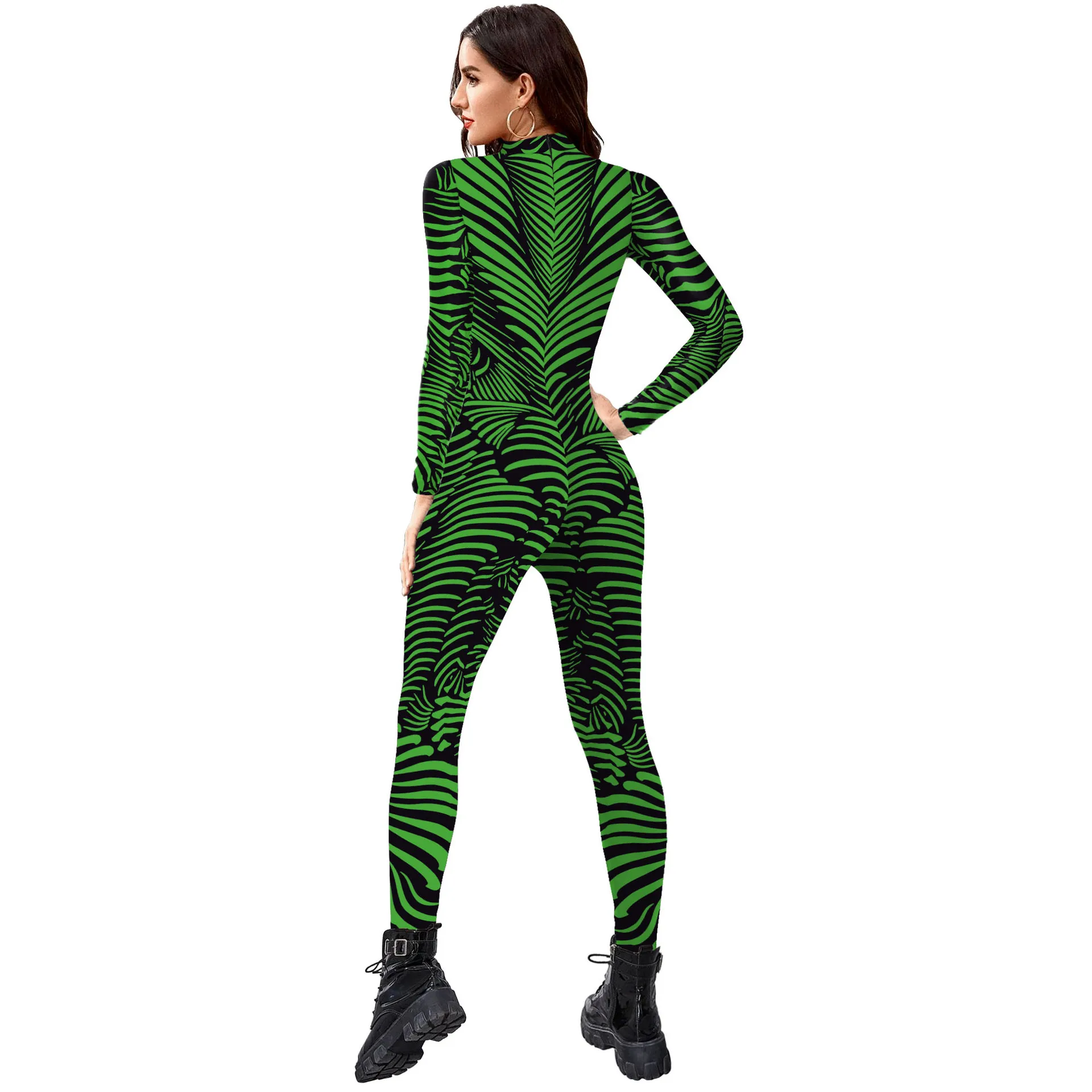 Disfraz de Cosplay con estampado 3D para mujer, traje de Catsuit transpirable, mono de Anime, Mono de fiesta de Carnaval a rayas Zentai, Color