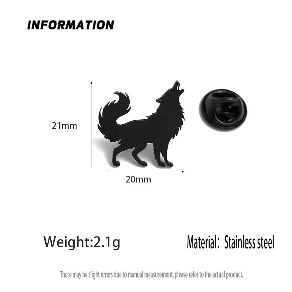Creative Lonely Wolf Stainless Steel Brooch, Waterproof and Fading Badge Set, Suit Lapel Pin, Wedding Party Wear