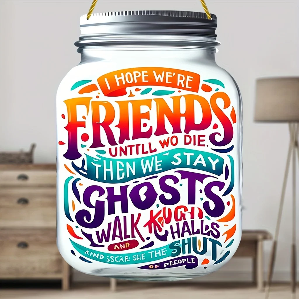 Eternal Friendship Mason Jar Acrylic Pendant - Catcher with Decorative Window/Door Signage,Home,Kitchen,Farmhouse,Office,Gifts