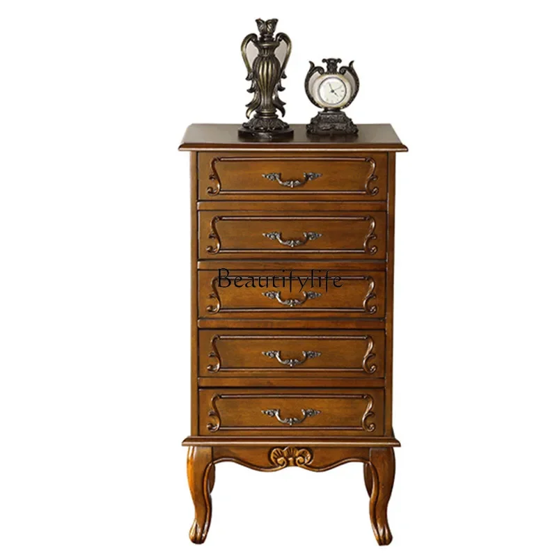

FG11American solid wood bedroom locker, retro antique drawer cabinet