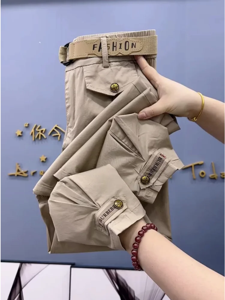 

High Waist Loose Fit Pure Cotton Summer Thin Casual Sports Women's Harem Pants Trousers for All Occasions Korean Style