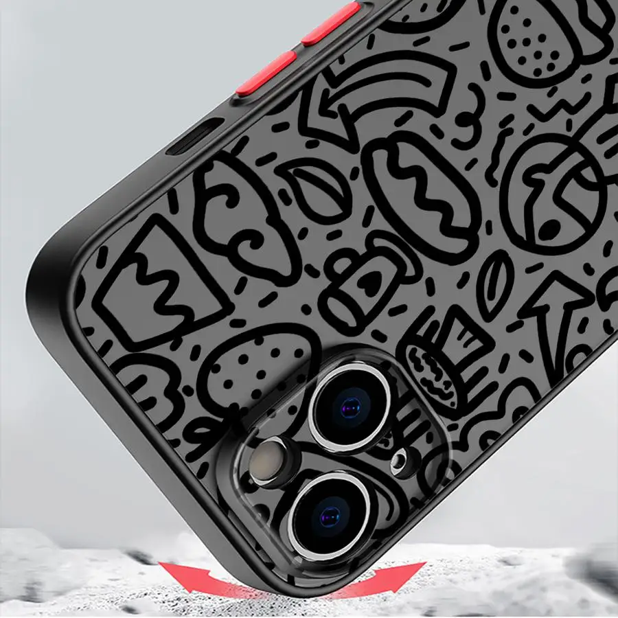 Funda para iPhone 12 16 Pro Max 15 Plus 14 16e X XS 11 7 8 13 Mini funda trasera de teléfono dibujos animados lindo abstracto