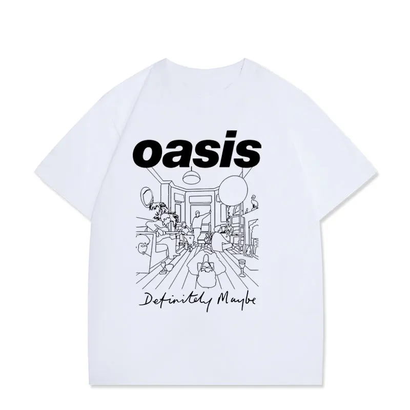 Camiseta OASIS LIVE 25 "واحة الموسيقى جولة حول العالم المحملة بالتأكيد ربما الذكرى الجرافيك تي شيرت القطن الخالص الصيف Y2k الملابس