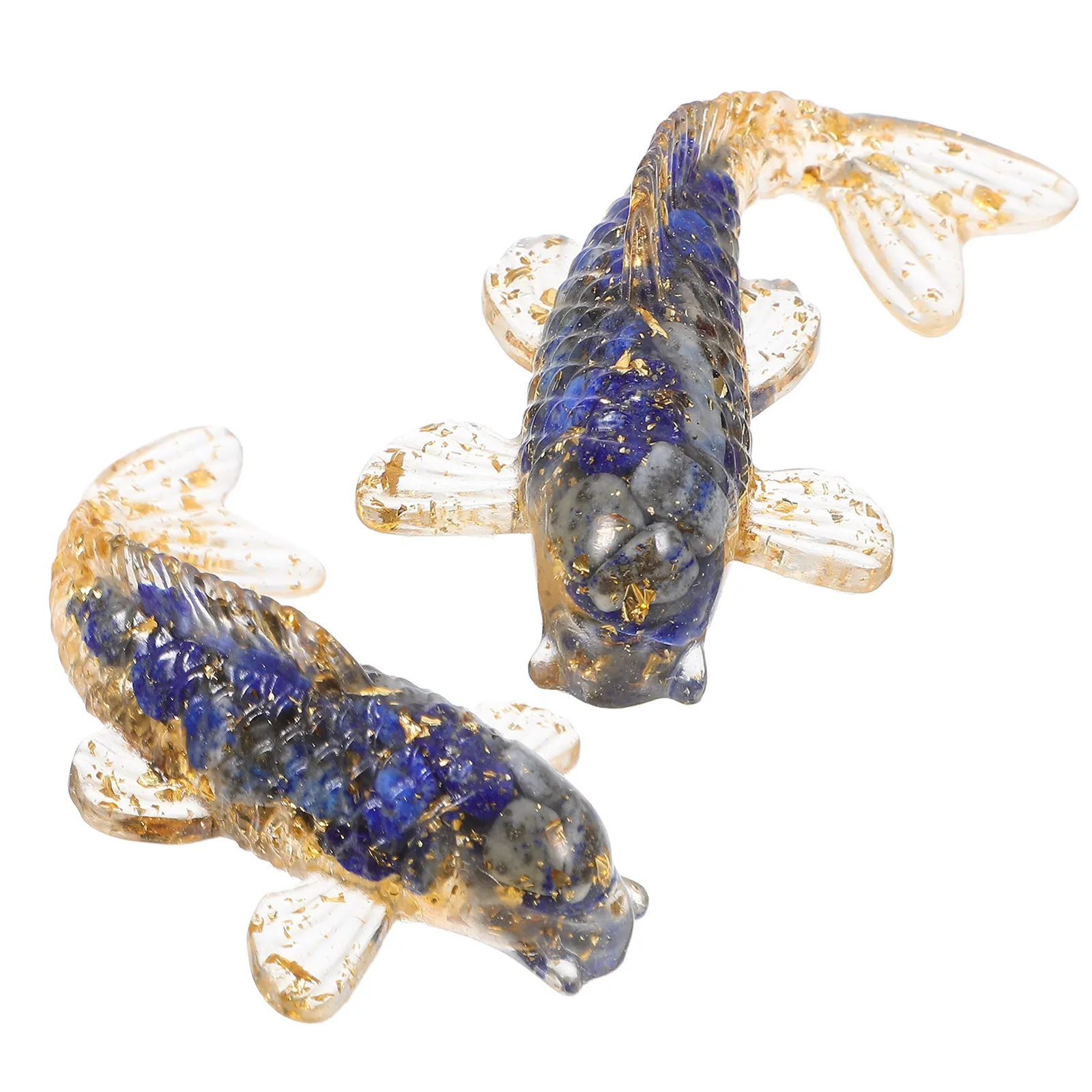 

2 Pcs Koi Fish Ornaments Decorations Statue Desktop Crystal Sculpture Gravel Compact Figure Figurine