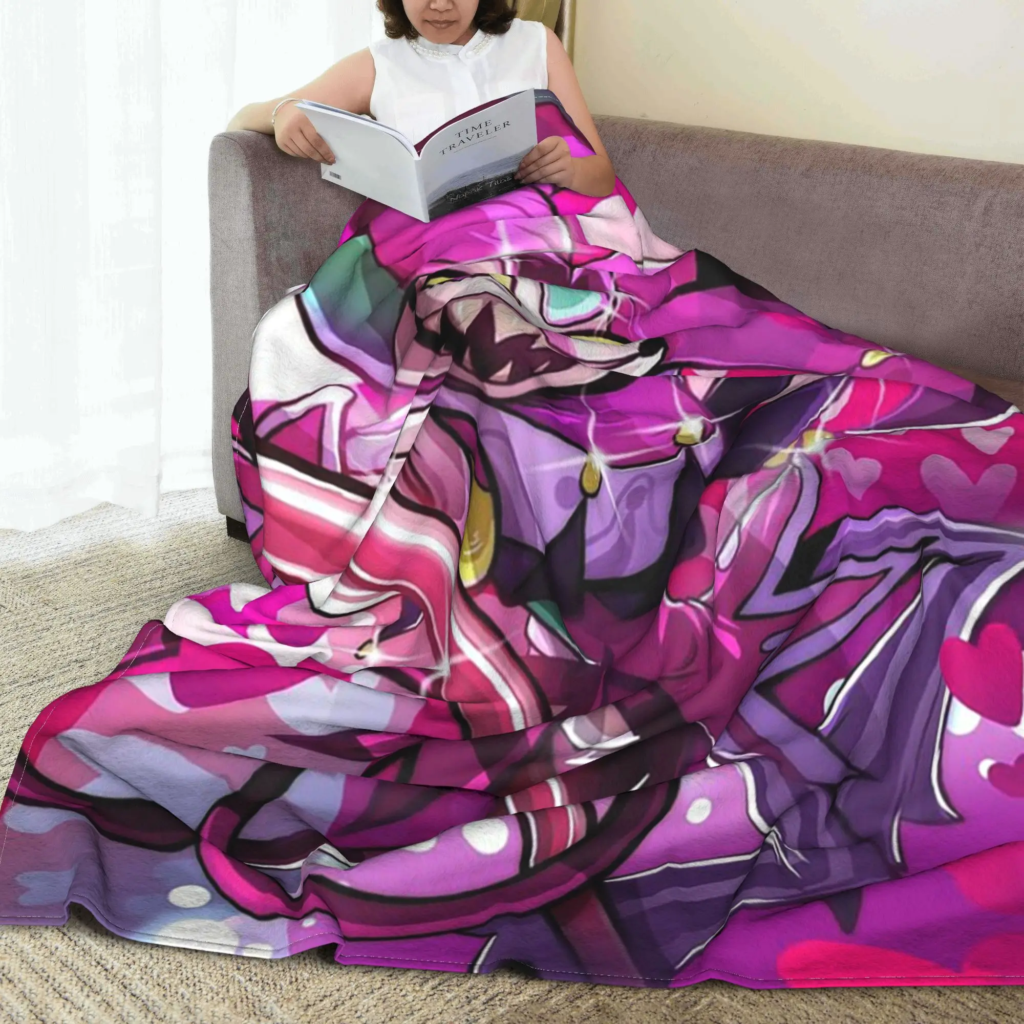 Fizzaroli Helluva Boss Animated Horror Musical Blanket Lightweight Flannel Sofa Throw Blanket for Couch Throws Bedspread Quilt