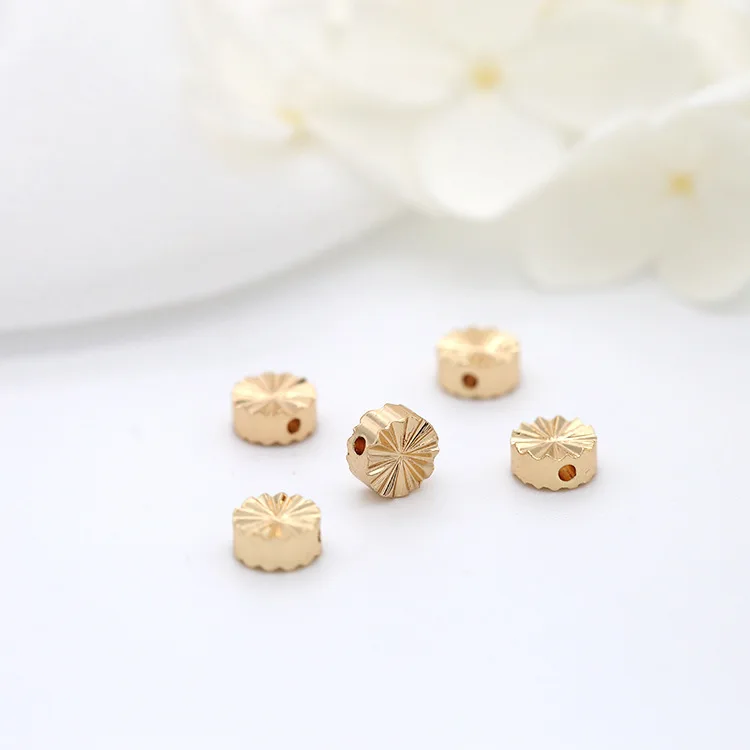 20 Buah 5MM 6MM 14K Warna Emas Berlapis Kuningan Square Gelang Manik-manik Berkualitas Tinggi Diy Perhiasan aksesoris