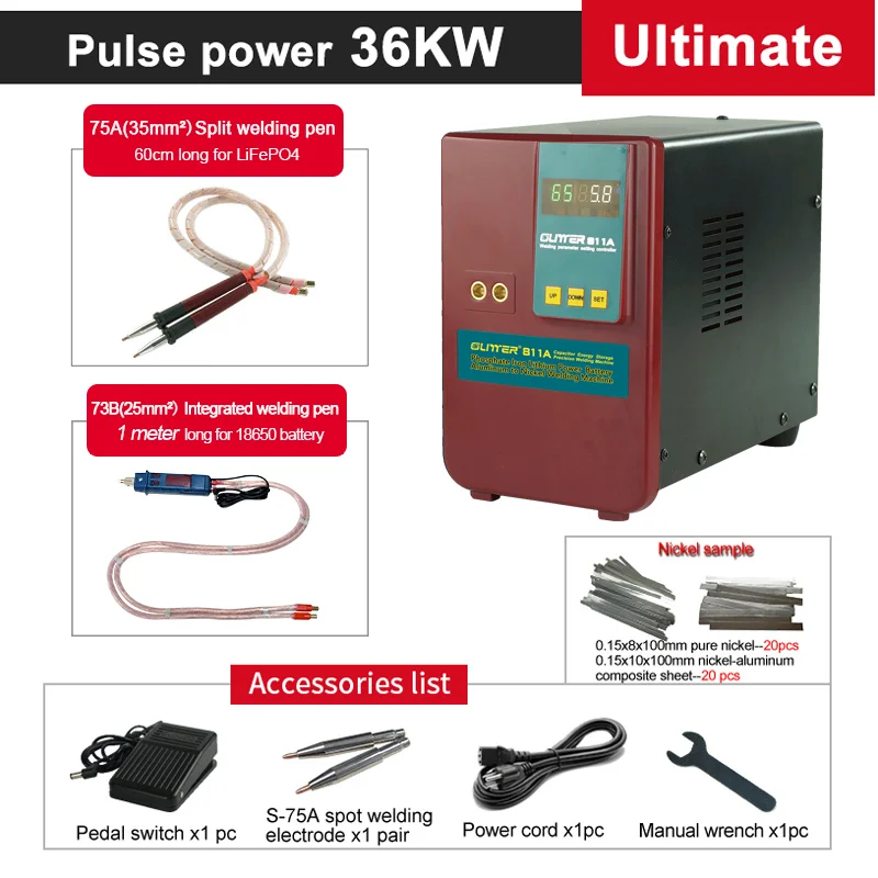 36KW 6000A  811A Spot Welding Machine Energy Storage Copper Aluminum Iron Lithium Power Battery Pack Spot Welders Welding Nickel