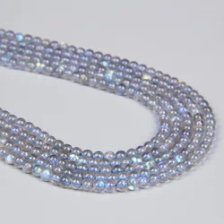 Top Grade AAA+ Natural Round Gem Bead Gray Moonstone Labradorite Semi-precious Stone Beads For Jewelry Making DIY 3/4/5/6mm