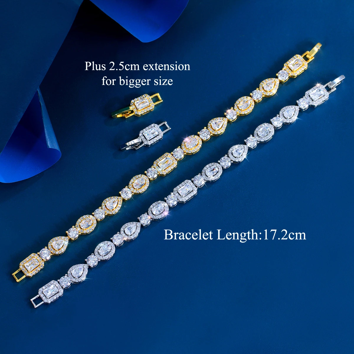 CWWZircons Luxuriöses Geometrisches Afrikanisches Cubic Zirconia Braut- und Verlobungsarmband für Frauen in Silberfarbe für Partyschmuck S0173 – Detail 1