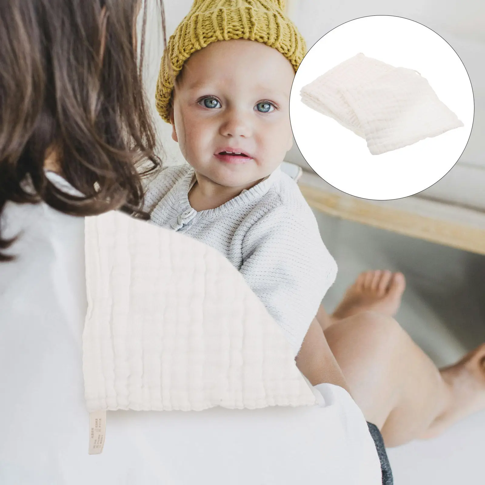 10Pcs Cotton Washcloths Baby Gauze Towels Soft Skin-Friendly Newborn Saliva Towels Burp Cloths Face Washing Cloths Toddler