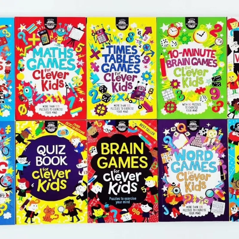 10Pcs Word Searchs Brain Maths Times Tables Games Quiz Travel Puzzles for Clever Kids English Reading Book Children Education