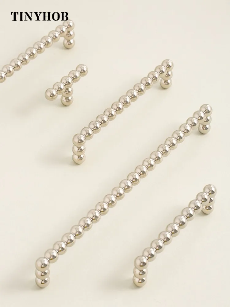Tinyhob petite poignée boule ronde/boutons de tiroir en laiton massif poignée de barre en T poignées de chambre armoire de cuisine poignée de porte en argent tirer