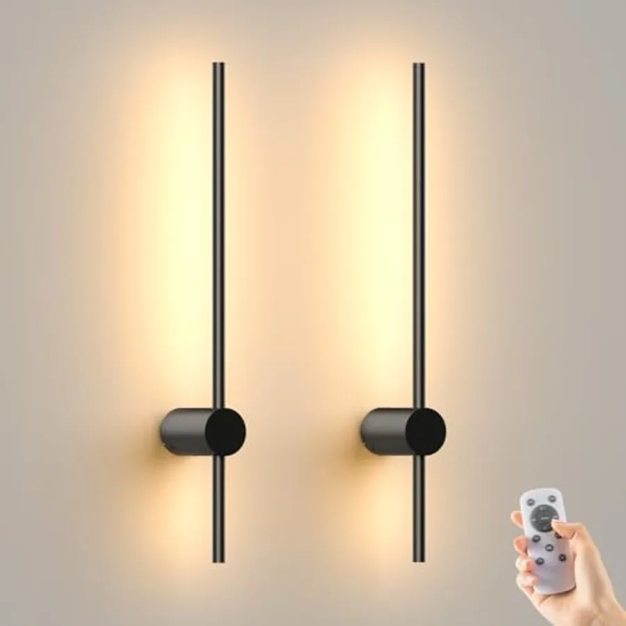 

Battery Operated Wall Sconces Set of 210000mAh Rechargeable Wireless Sconces with Remote Control Dimmable Wall Lamps with 7 Col
