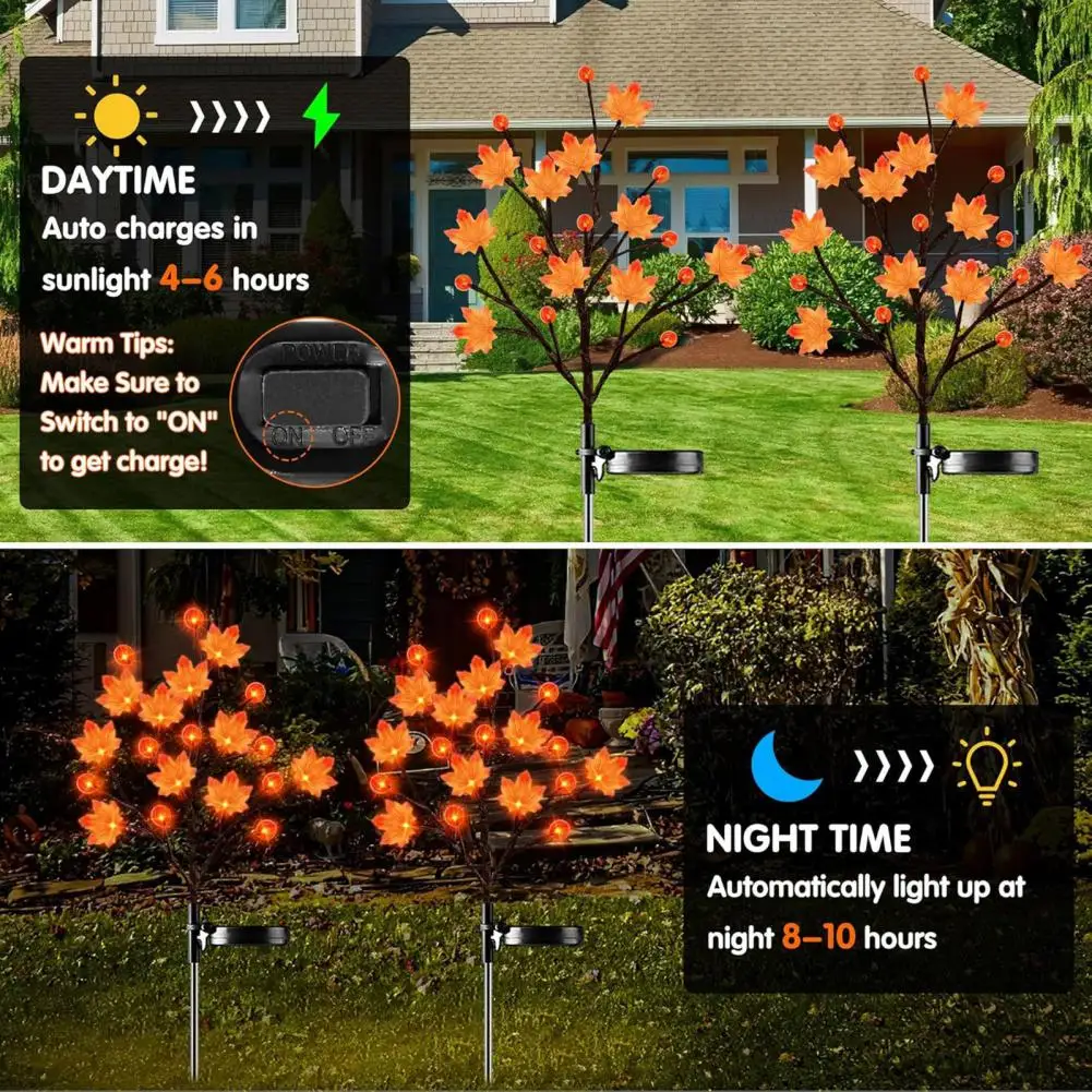 

Solar Powered Thanksgiving Decor Festive Fall Thanksgiving Solar Lights for Outdoor Yard Decor 3d Maple for Garden for Lawn