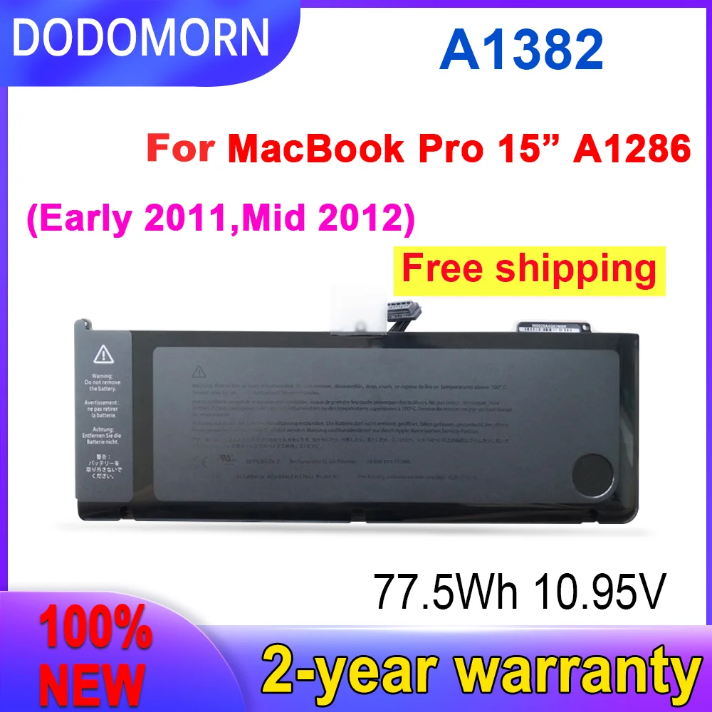 DODOMORN In Stock New A1382 Laptop Battery For MacBook Pro 15