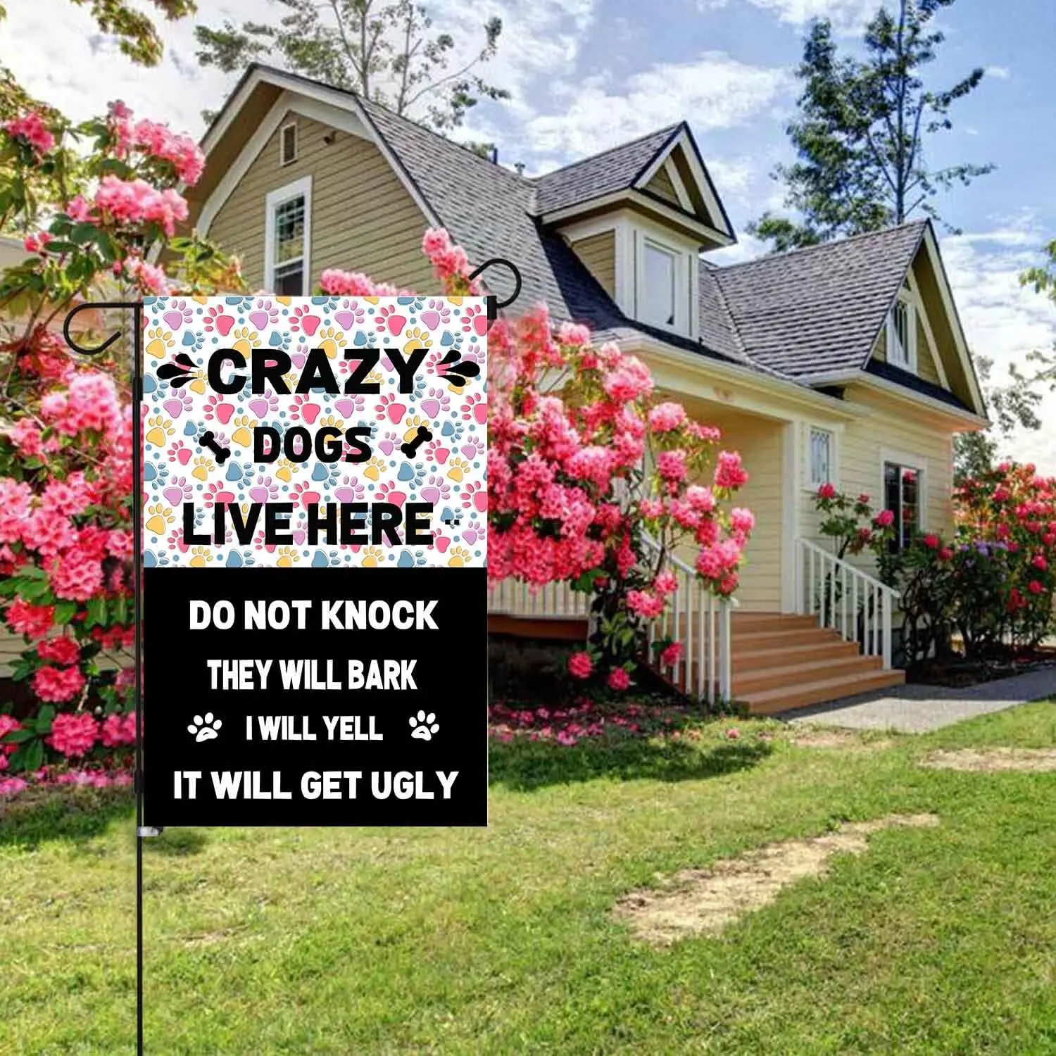 Crazy Dogs Live Here Funny Garden Flags Decorative Outdoor Flags Simple and Light 12 X 18 Inches Double Sided