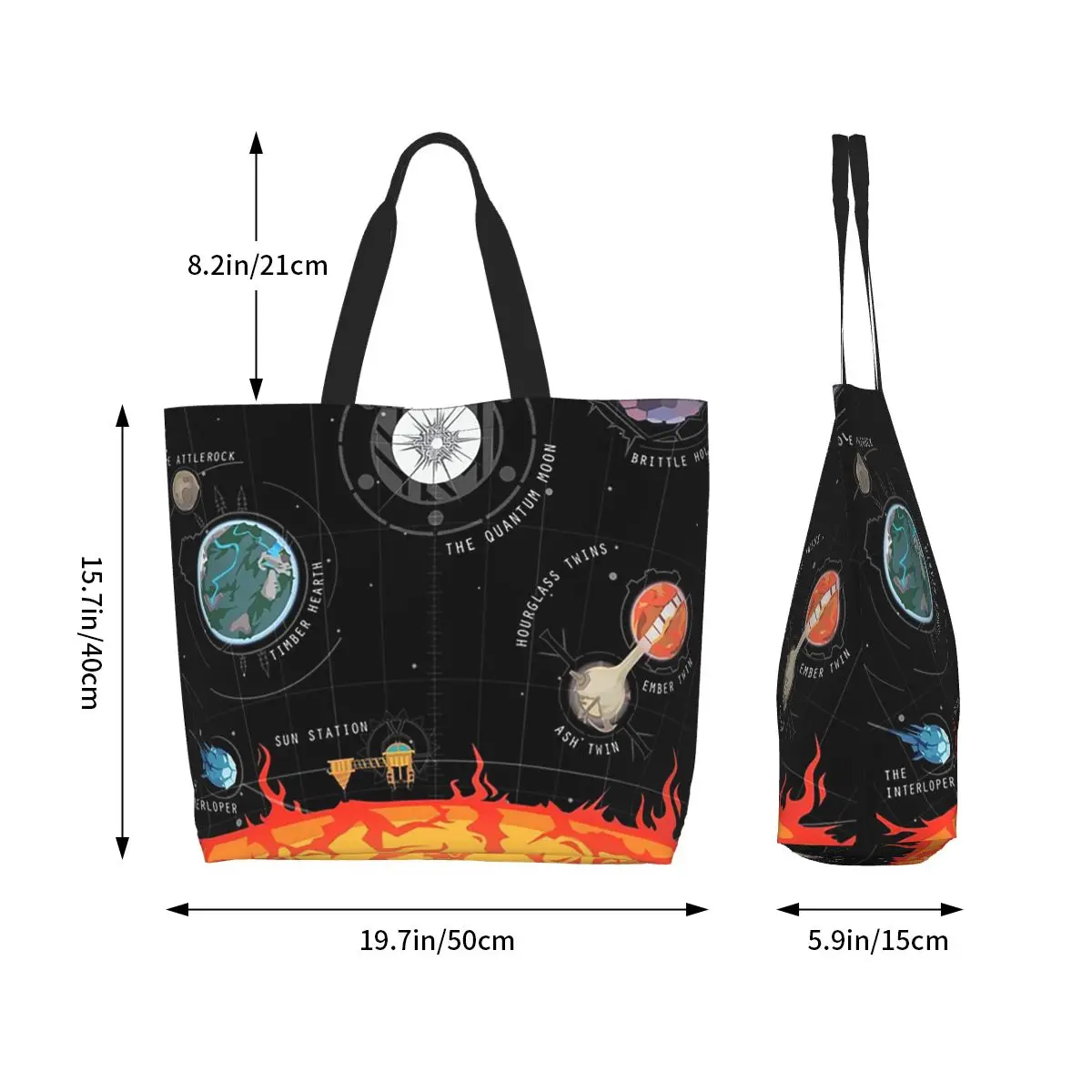 Outer Wilds System Shopping Tote Bag Canvas Large Capacity Shoulder Bags Shopper Grocery Handbag for Women