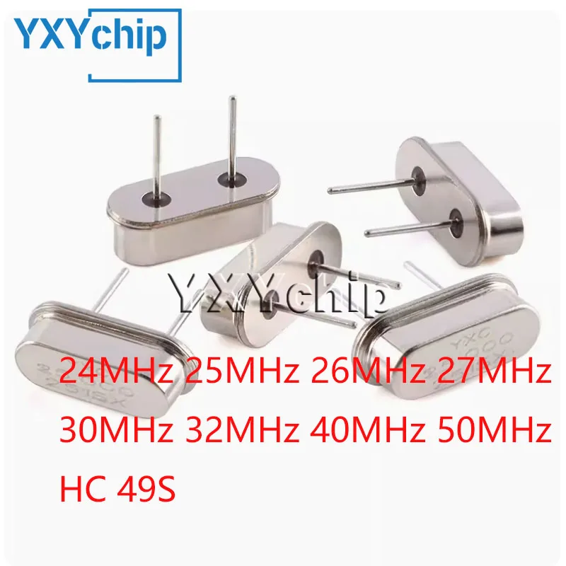 10pcs 24mhz 25mhz 26mhz 27mhz 30mhz 32mhz 40mhz 50mhz Quartz Crystal Resonator Passive Oscillator Hc 49s