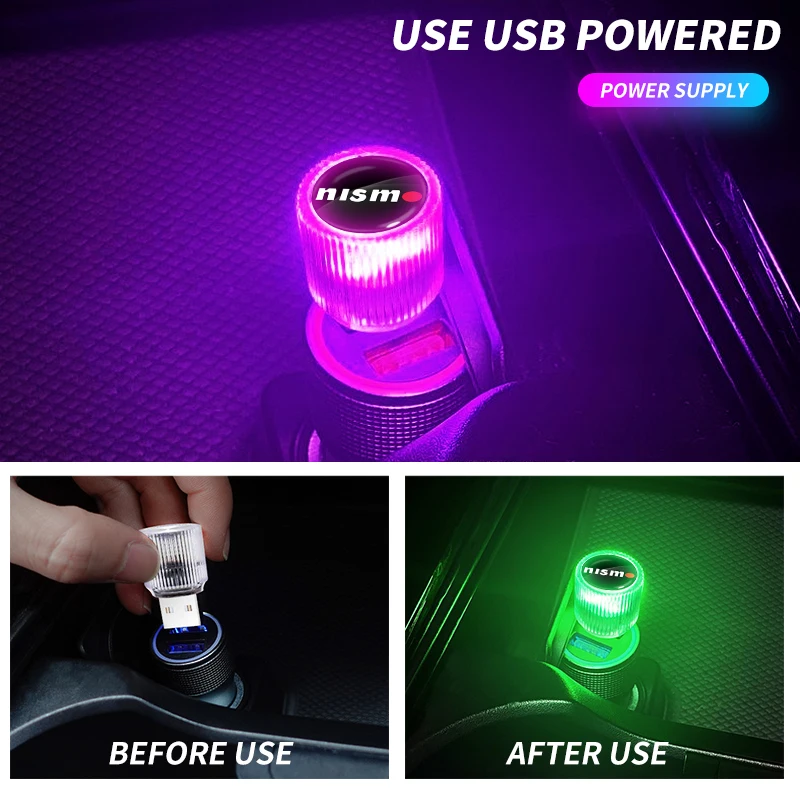 USB صغير LED سيارة ضوء السيارات الداخلية مصباح لتهيئة الجو لنيسان نيسمو مرسيدس بنز ألفا روميو رينو مقعد صغير شيفروليه كيا