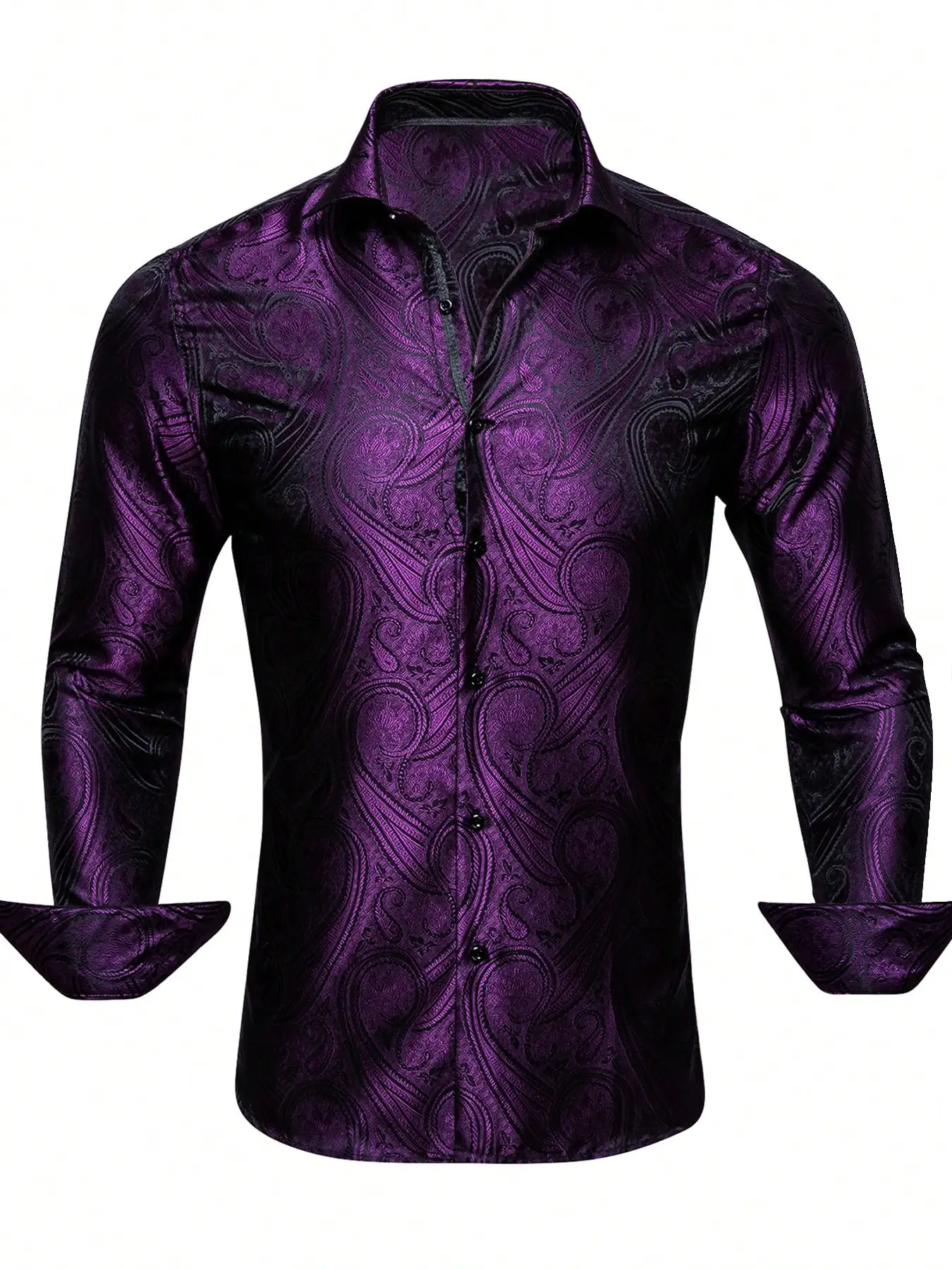 

Men's Purple Paisley Pattern Long Sleeve Formal Shirt for Wedding Party