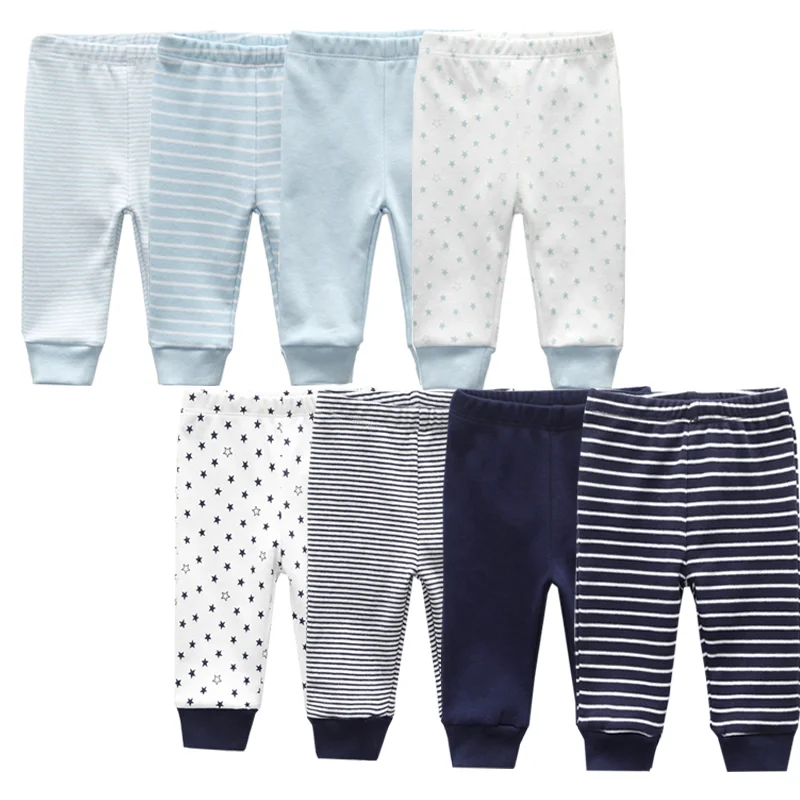 3/4PCS/LOT baby leggings Solid striped 3-12M Newborn Baby Pants Summer Cotton Infant boys Pants Unisex Baby Gril Trousers