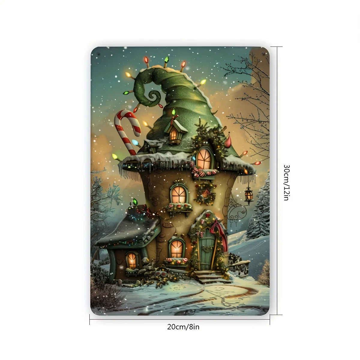 1pc Vintage Metal Tin Sign - Christmas Winter Cottage Scene Wall Art, Rustic Indoor/Outdoor Holiday Decor for Home Office Bar Ca