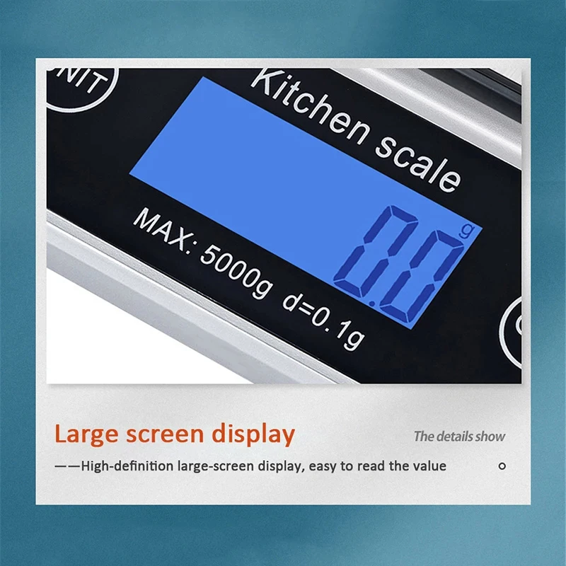 3/5kg 0.1g 10kg/1g Waterproof Kitchen Scale Stainless Steel Electronic Digital Food Scale USB Rechargeble Cooking Baking Scales