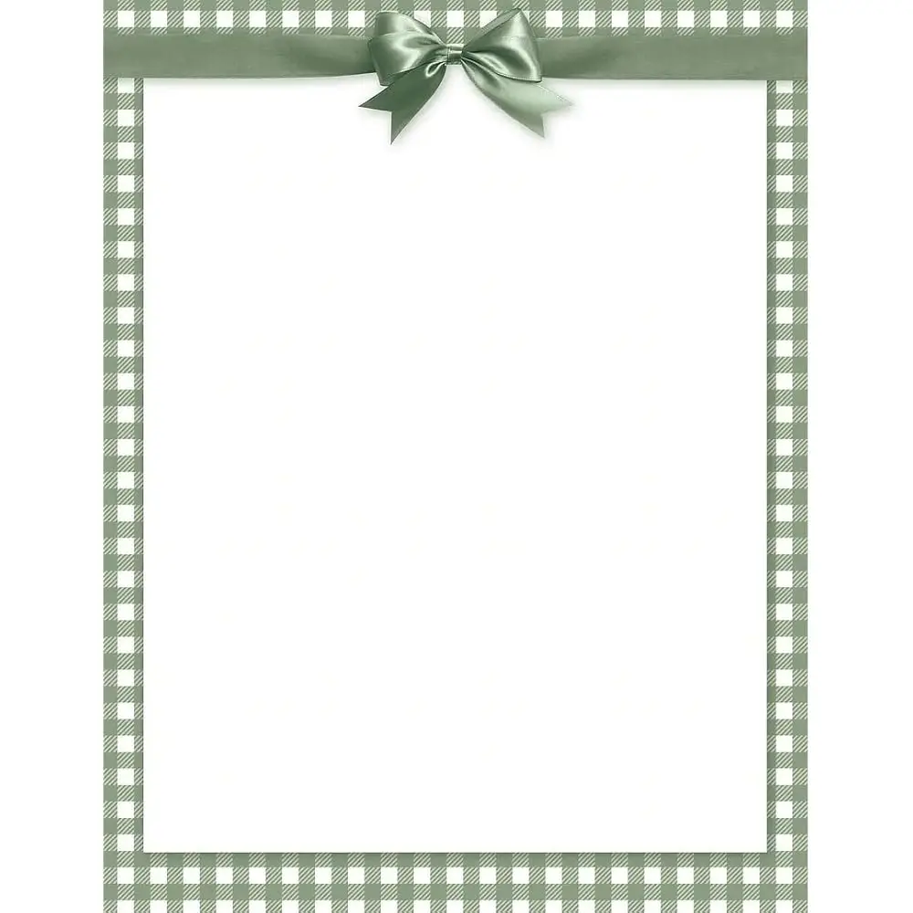 

Stationery Letterhead, Sage Green Bow, 8.5\x11\, Printer Friendly, 50 Sheets (2025008)