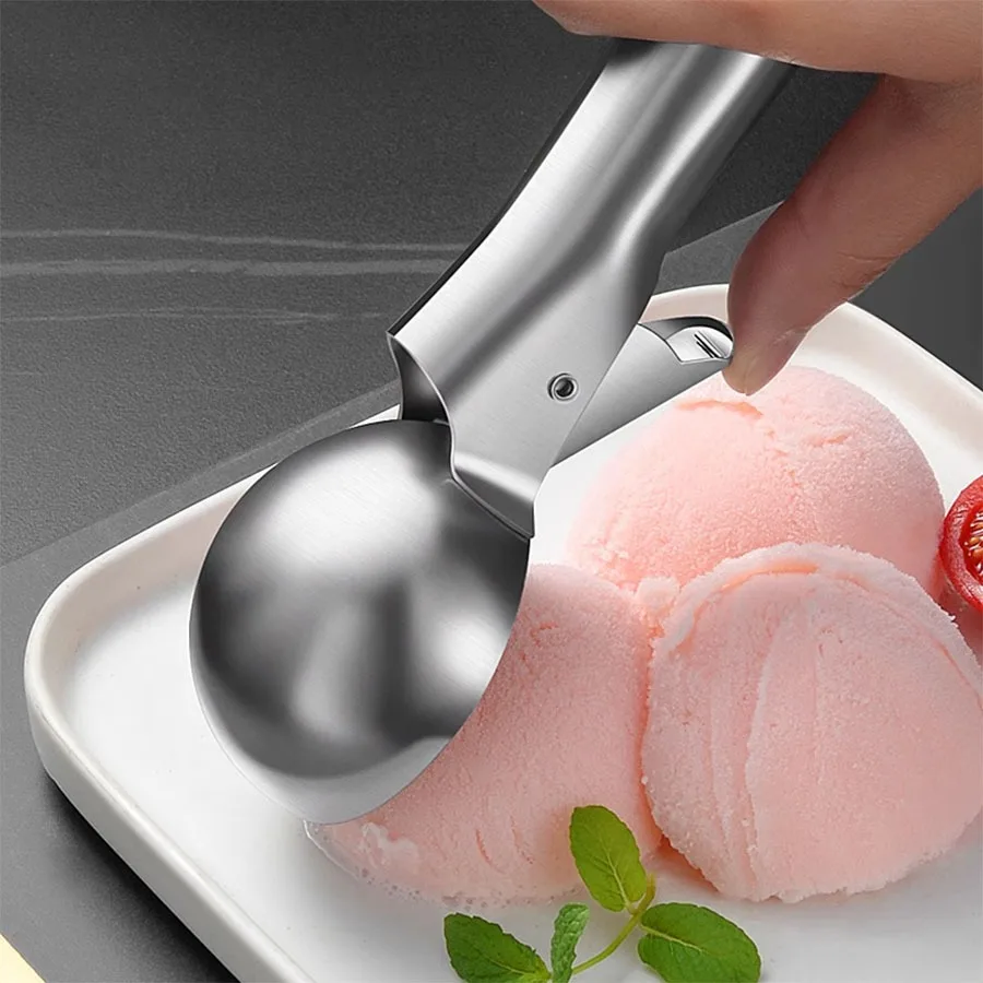 Ice Cream Scoopers Stainless Steel Fruit Scoop Dishwasher Safe Multifunctional Baking Scooper Ergonomic Handle Large Cookie