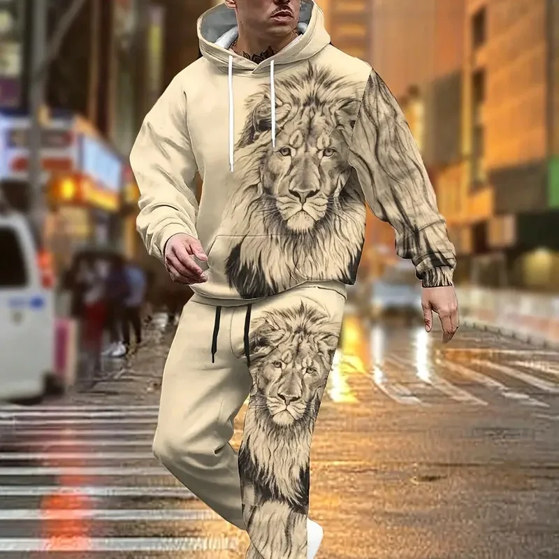 

2025 Spring and Autumn 3D Printed Sweatshirt Set 2025 O-neck Drawstring Waist Long Trousers Sports Leisurewear Set