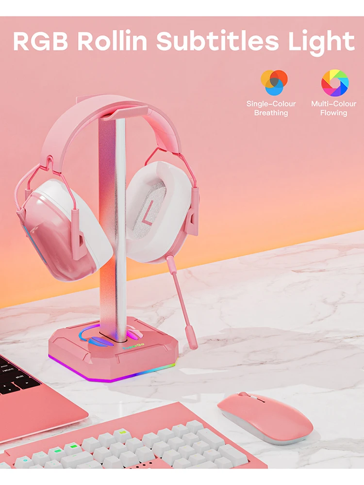 ชุดหูฟังขาตั้งจอแสดงผล RGB Backlight หัวติดตั้งหูฟัง Stand Rack ประหยัดพื้นที่ Desktop Organizer วงเล็บแนวตั้งแขวน