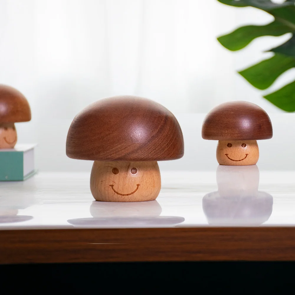 Creativity Wooden Handicraft Rotating Mushroom Music Box Desktop Ornament Healing And Relieving Stress Living Room Decoration