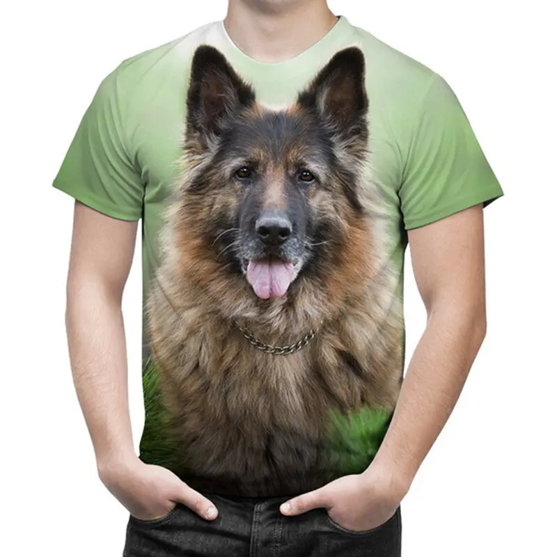 Summer Men's Funny Casual Plus Size Round Neck Tshirt Cute Dog 3D Printed T Shirt Short Sleeved image 3