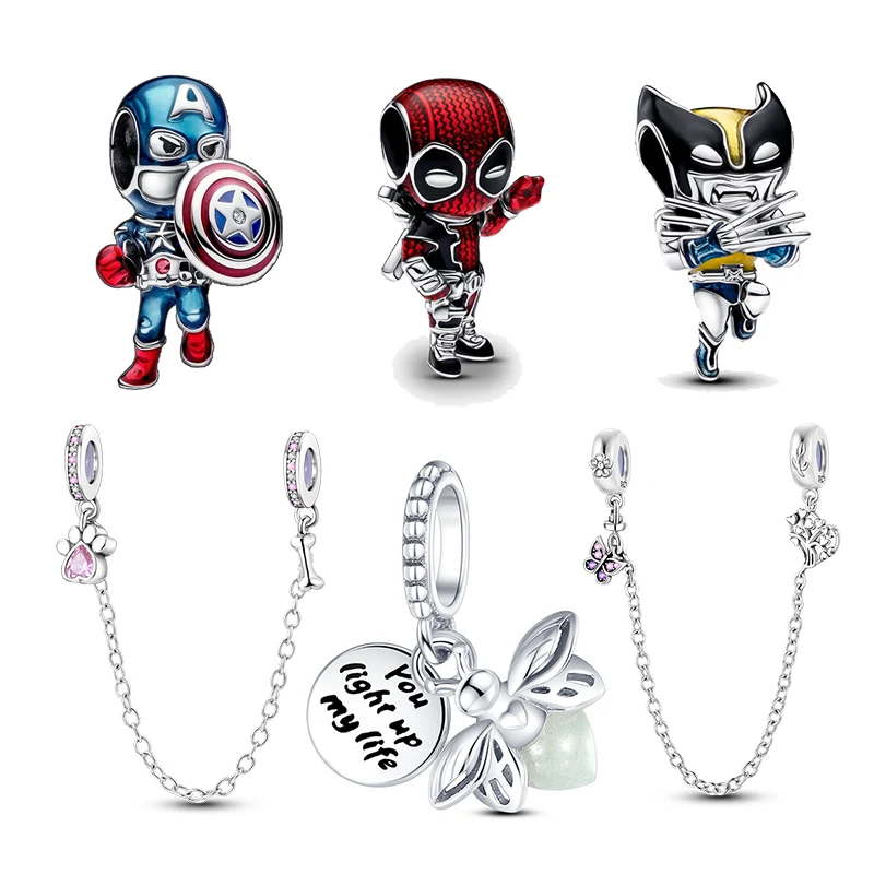 

Disney Marvel Series Iron Man Spiderman Charm Beads Fit Charms Original Bracelet Women 925 Silver Pendant Dangle Jewelry Gift