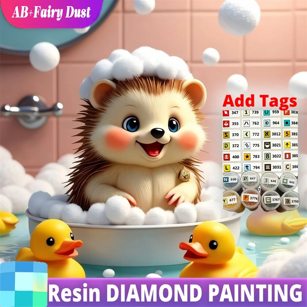 

Resin AB Fairy Dust 5D DIY Diamond Embroidery Hedgehog Animal New Arrival Painting Duck Mosaic Cartoon Handicraft