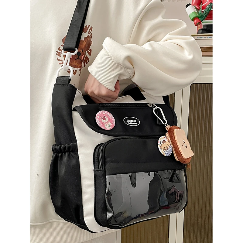 Patchwork Zipper Ladies Tote Bags on Sale 2024 New High Quality Commuting CANVAS Shoulder Bags Sewing Thread Large Capacity