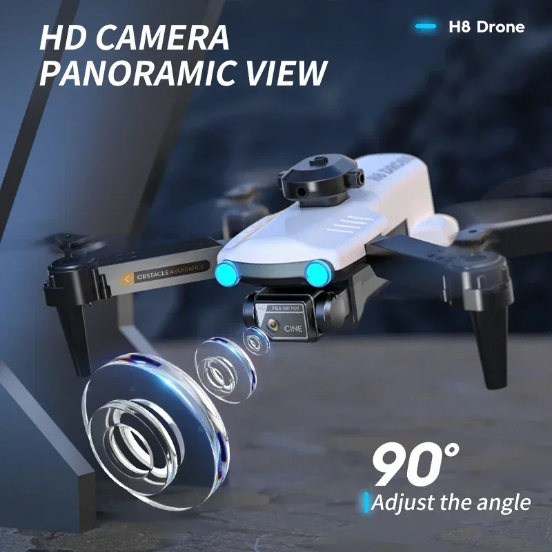 Drone MHD 4K avec caméra pour touristes, H8, évitement d'obstacles intelligent, décollage à une clé, atterrissage, flux optique, 360 rouleaux, hélicoptère cool, quadrirotor RC