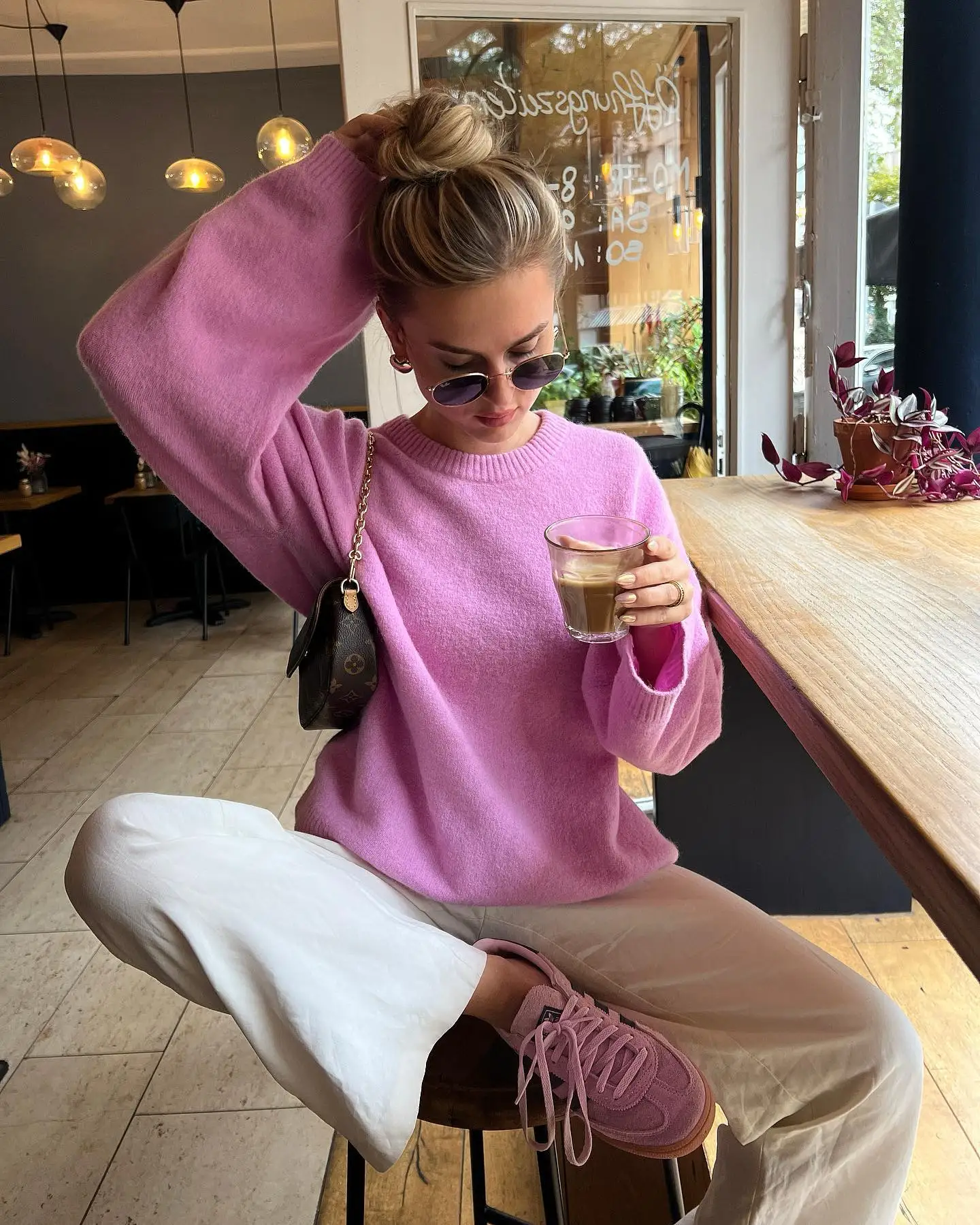 Casual Long Sleeved Loose Pink Knitted Pullover Autumn Chic O-neck Solid Women Sweater 2024 New Minimalist Style  Street Jumper