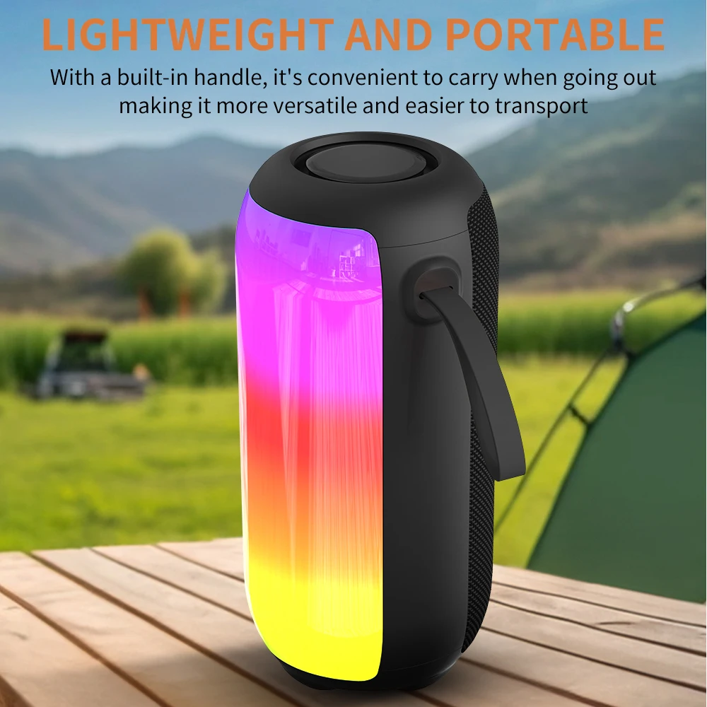 Portable Wireless Blue tooth Speaker with RGB LED Lights,14W HiFi Sound, TWS Pairing, Support USB/TF Card/AUX/FM for Home