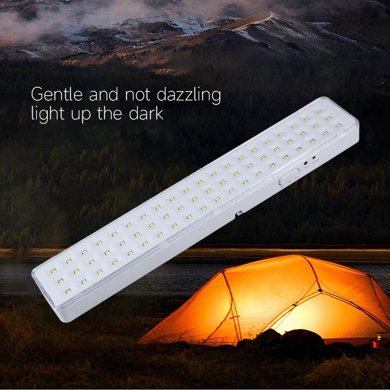 60LEDs Wall-mounted Emergency Light 2 Modes Dimmable Outdoor Portable Camping Light Multifunctional Lamp for Power Failure