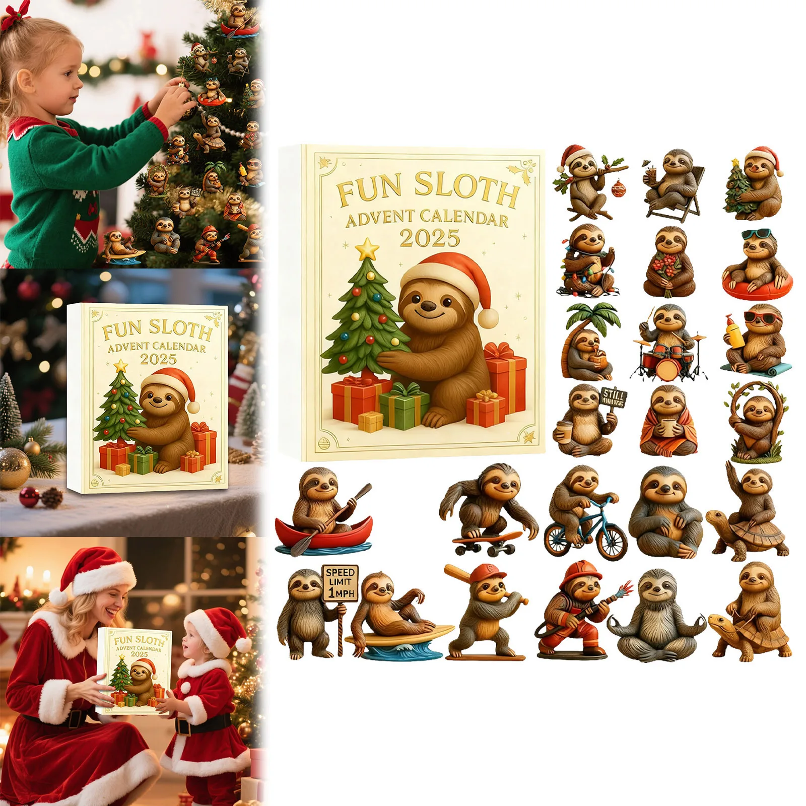 15 Minute Timer Fun Sloth Advent Calendar Containing 24 Acrylic Pendants Suitable For Various Party Mechanical Kitchen Timer