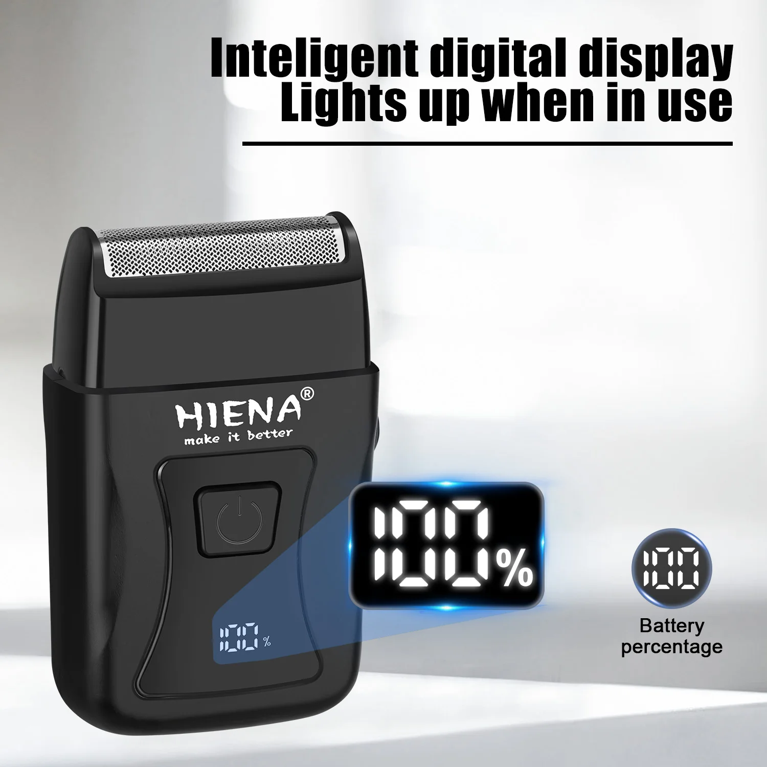 

Электробритва HIENA для мужчин, USB-заряжаемая, с возвратно-поступательным движением лезвий, с LED-дисплеем, портативная, для путешествий