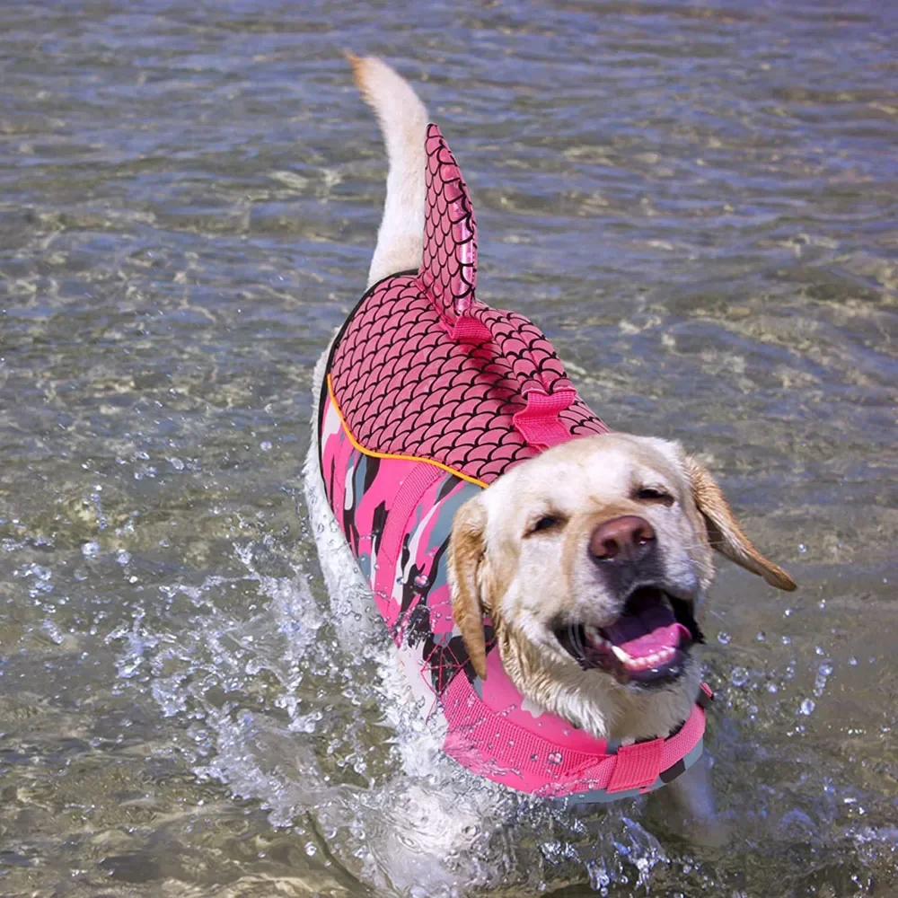 Dog Life Jacket Shark Pets Life Vest Adjustable Ripstop Dogs Swimming Safety Vest With Superior Buoyancy Rescue Handle For Dogs