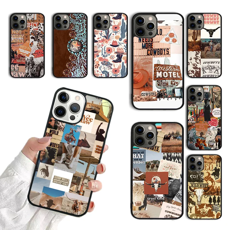 Cowboy Cowgirl Western Ranch Boho Phone Case For iPhone 15 16 11 12 13 14 Pro Max Mini Cover For iPhone Max 7 8 Plus Fundas