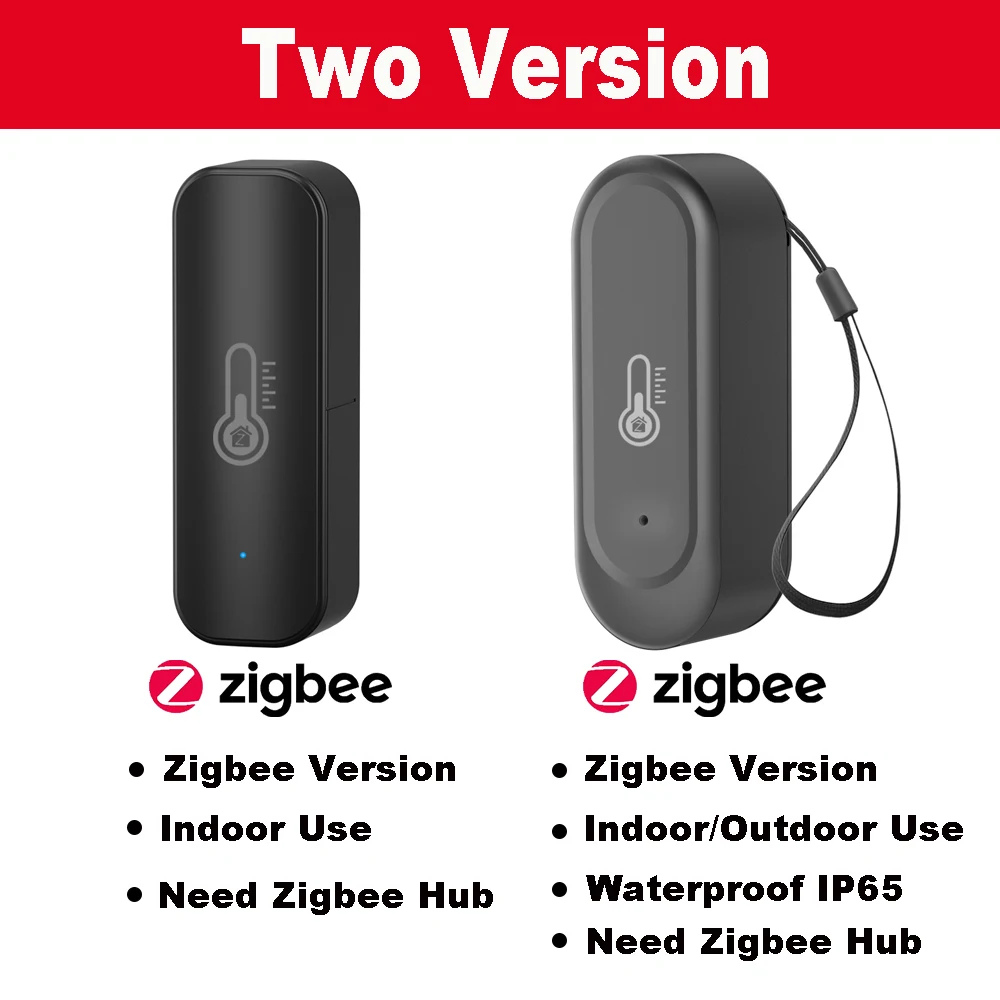 Tuya Smart ZIgbeeTemperature & Humidity Sensor Indoor or IP65 Waterproof Outdoor Thermometer Works with Alexa Google Home Voice