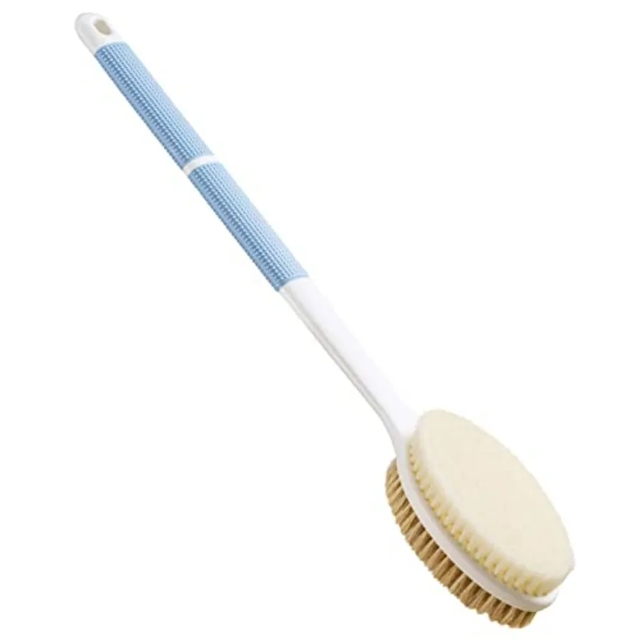 Back Scrubber Anti Slip Long Handle for Shower, Dual-Sided Back Brush with Stiff and Soft Bristles, Body Exfoliator for Bath or