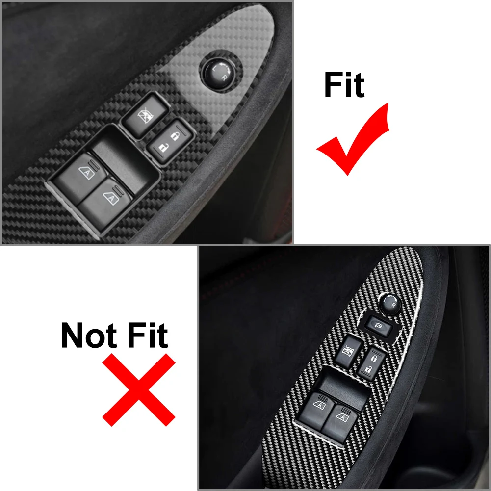 2x Car Window Lift Switch Panel Frame Trim Decoration Sticker Car Sticker For Nissan 370Z 2009- 2018 2019 2020 2021 2022 LHD